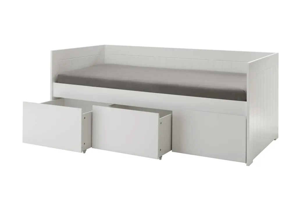 Bettbank mit Schubladen 90x200cm "Meggie" MDF weiß lackiert