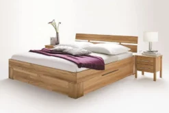 Bett mit Bettkästen 'Bozen' 140x200cm Kernbuche Sitzhöhe 45cm