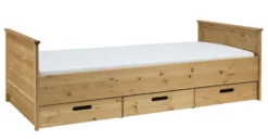 Bett mit Schubladen 90x200cm "Maja" Kiefer massiv laugenfarbig