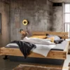Bett verschiedene Größen Kopfteil Baumkante Schwebeunterbau 'Moderna VIII' Wildeiche 140 x 200 cm