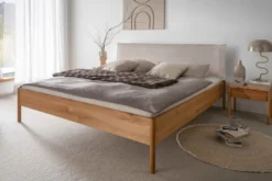 Bett Wildeiche Kopfteil creme oder braun 'Modena' verschiedene Breiten 160x200cm Kopfteil braun