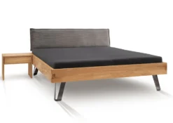 Bett Wildeiche massiv Cord braun 'Luca' verschiedene Größen 140x200cm