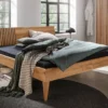 Bett 200x200cm Wildeiche massiv 'Dallas I' geölt & schwarz