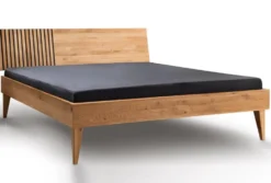 Bett 200x200cm Wildeiche massiv 'Dallas I' geölt & schwarz