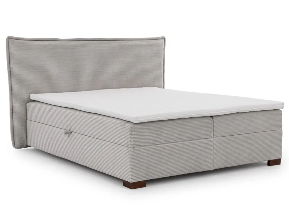 Boxspringbett inkl. Topper 'Olivia' verschiedene Größen Cordstoff grau 180 x 200 cm