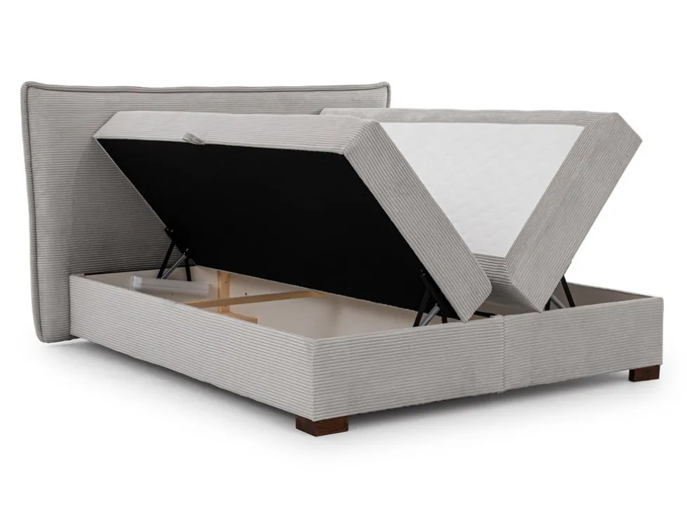 Boxspringbett inkl. Topper 'Olivia' verschiedene Größen Cordstoff grau 180 x 200 cm