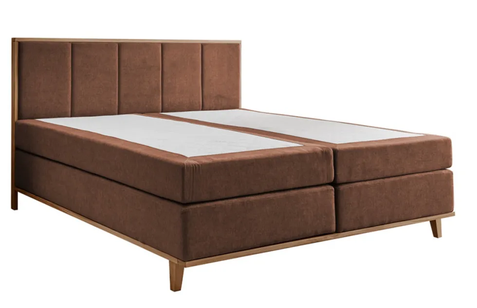Boxspringbett ohne Topper 'Niklas' 200x200cm Eiche Stoff braun
