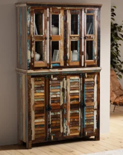 Buffet 122x203cm 'Hawkins' recyceltes Altholz mehrfarbig lackiert