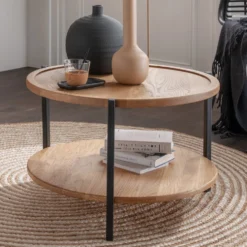 Couchtisch 60cm 'Lissabon' Wildeiche Stahl schwarz