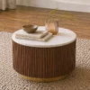 Couchtisch 60cm mit Tür "Valencia"' Mango braun lackiert & Marmor weiss