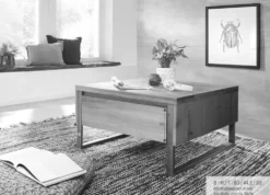 Couchtisch mit 2 Schubkästen 80x80cm "Taipeh" Wildeiche massiv