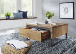 Couchtisch mit 2 SK 80x80cm 'Genua' Akazie gebürstet