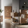 Couchtisch 110x40cm "Assuan" Mango & Metall goldfarbig WZ-0462