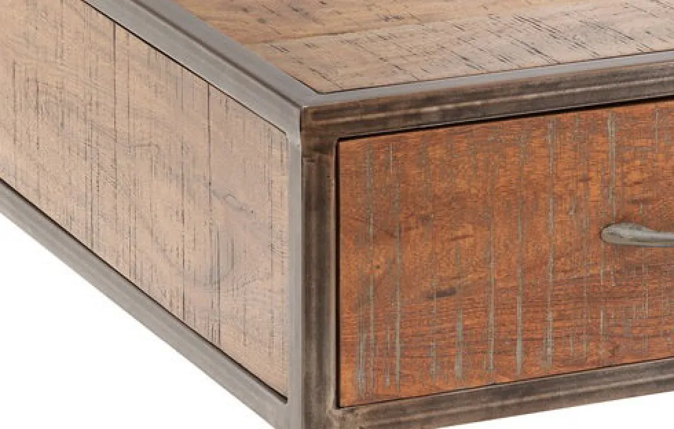 Couchtisch 110x70cm 'Compton' recyceltes Altholz & Eisen vintage