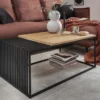 Couchtisch 100x60cm 'Lissabon' Wildeiche Stahl schwarz
