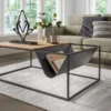 Couchtisch 110x70cm 'Lissabon' Wildeiche Stahl schwarz Zeitungsablage
