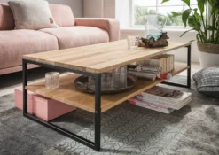 Couchtisch 110x60cm 'Lissabon' Wildeiche Stahl schwarz