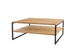 Couchtisch 90x90cm 'Lissabon' Wildeiche Stahl schwarz