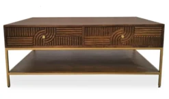 Couchtisch 110x70cm 'Marvello' Mango braun & Metall goldfarbig