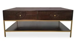 Couchtisch 110x70cm 'Marvello' Mango mahagoni & Metall goldfarbig