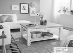 Couchtisch 110x75cm "Zürich II" Kiefer massiv grau WZ-0133