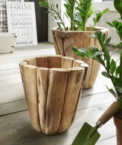 Deko-Holztopf 30cm "Rustic" Teak