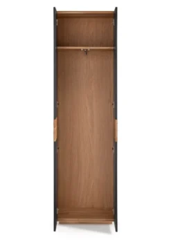 Dielenschrank 60x200cm "Trentino" Wildeiche & Glas weiß