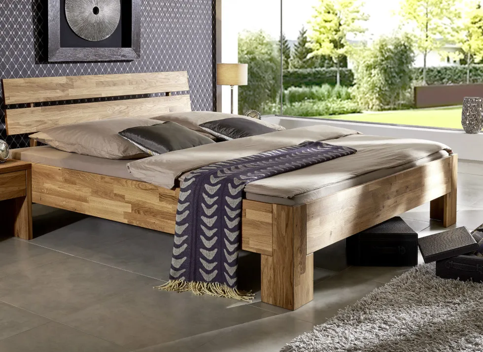Doppelbett 'Ella' 160x200cm Wildeiche geölt