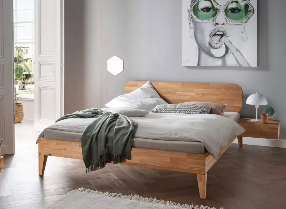 Doppelbett 'Grace III' 180x200cm Wildeiche geölt