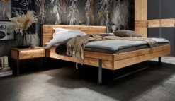 Doppelbett inkl. Beleuchtung 'Boston' 160x200cm Wildeiche geölt
