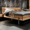 Doppelbett inkl. Nachttische & Beleuchtung 'Boston' 180x200cm Wildeiche geölt