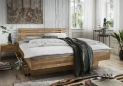 Doppelbett Kopfteil Lamellen 'Astoria II' 180x200cm Wildeiche geölt