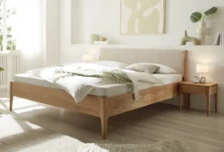 Doppelbett Metallfrei 'Natura Oak III' 200x200cm Wildeiche massiv