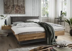 Doppelbett mit Polsterkopfteil 'Astoria III' 180x200cm Wildeiche geölt