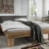 Doppelbett mit Polsterkopfteil 'Astoria I' 180x200cm Wildeiche geölt