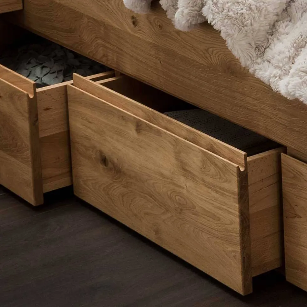 Doppelbett mit Schubkästen 'Cleveland II' 180x200cm Wildeiche geölt