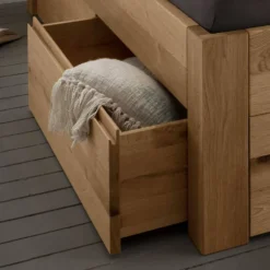 Doppelbett mit Schubkästen 'Cleveland I' 160x200cm Wildeiche geölt