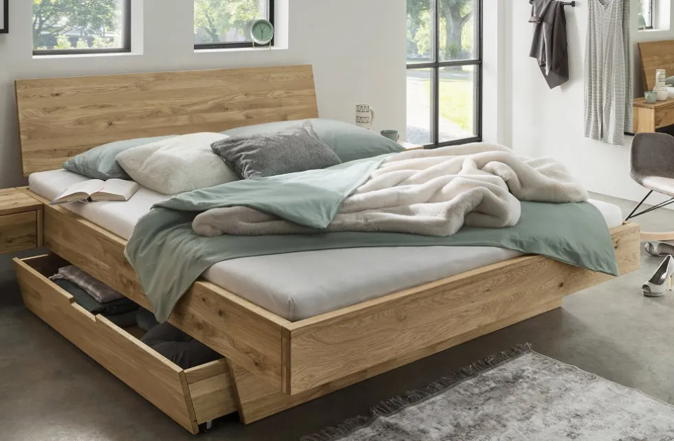 Doppelbett mit Schubkästen 'Redwood I' 200x200cm Wildeiche geölt