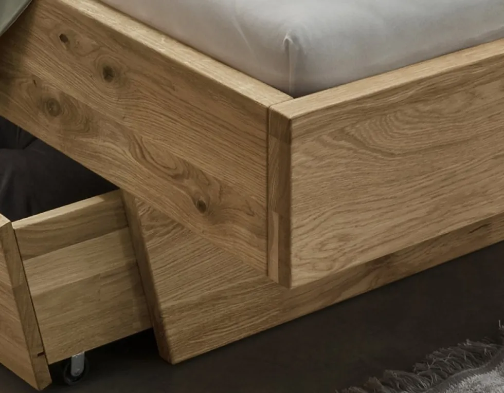 Doppelbett mit Schubkästen 'Redwood I' 200x200cm Wildeiche geölt