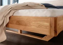 Doppelbett 'Mona IV' 160x200cm Cord beige & Wildeiche geölt