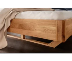 Doppelbett 'Mona VI' 200x200cm Cord grau & Wildeiche geölt
