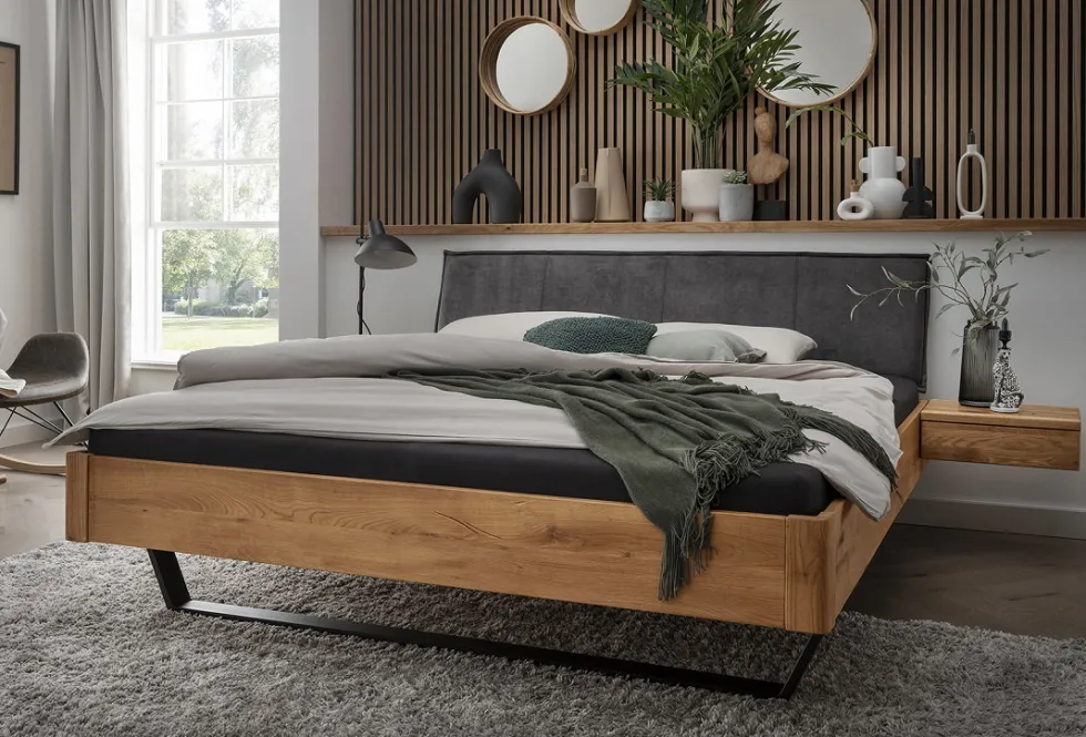Doppelbett 'Mona V' 180x200cm Wildeiche geölt