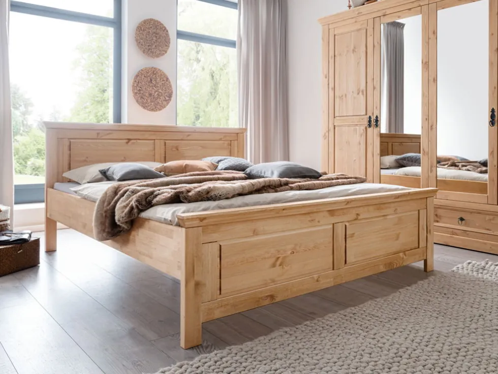 Doppelbett 180x200cm 'Anne' Kiefer eichefarbig SZ-0079