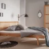 Doppelbett 160x200cm "Norden" Eiche & Rattangeflecht