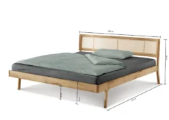 Doppelbett 200x200cm "Norden" Eiche & Rattangeflecht
