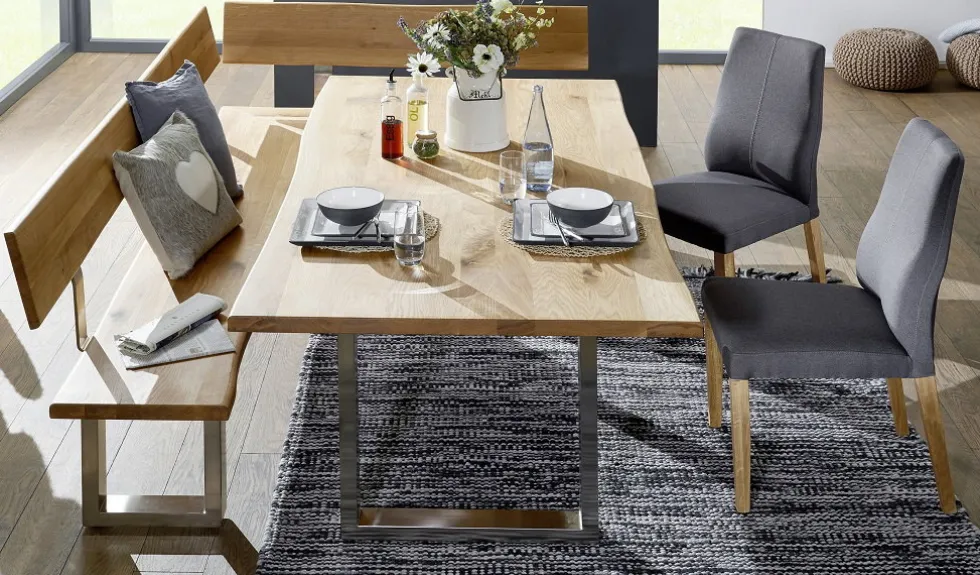 Eckbankgruppe 248x148cm "Amber II" Wildeiche massiv