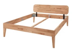 Einzelbett 'Grace' 90x200cm Holztöne & Füße & Kopfteile zur Auswahl Wildeiche geölt Holzkopfteil eckig Holzfuß 7x7cm