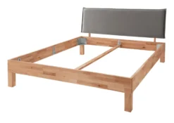 Einzelbett 'Grace' 90x200cm Holztöne & Füße & Kopfteile zur Auswahl Wildeiche geölt Holzkopfteil eckig Holzfuß 7x7cm