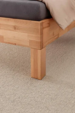 Einzelbett 'Grace' 90x200cm Holztöne & Füße & Kopfteile zur Auswahl Wildeiche geölt Holzkopfteil eckig Holzfuß 7x7cm