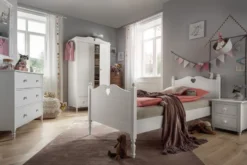 Einzelbett 90x200cm "Meggie" MDF weiß lackiert
